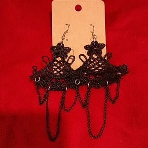 Black knitted earrings